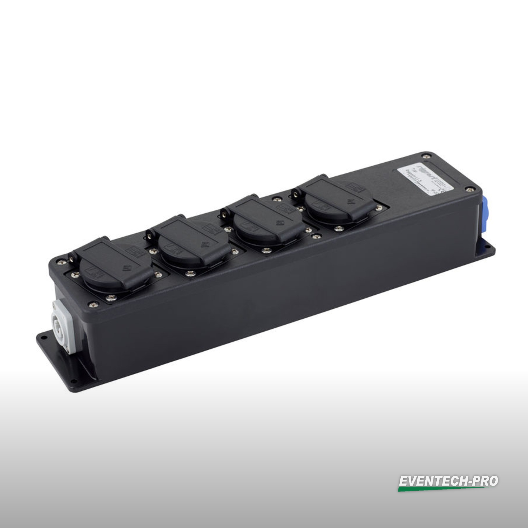 Rigport - L1S4 - Powercon blue / Powercon white - 4x Schuko (f) out